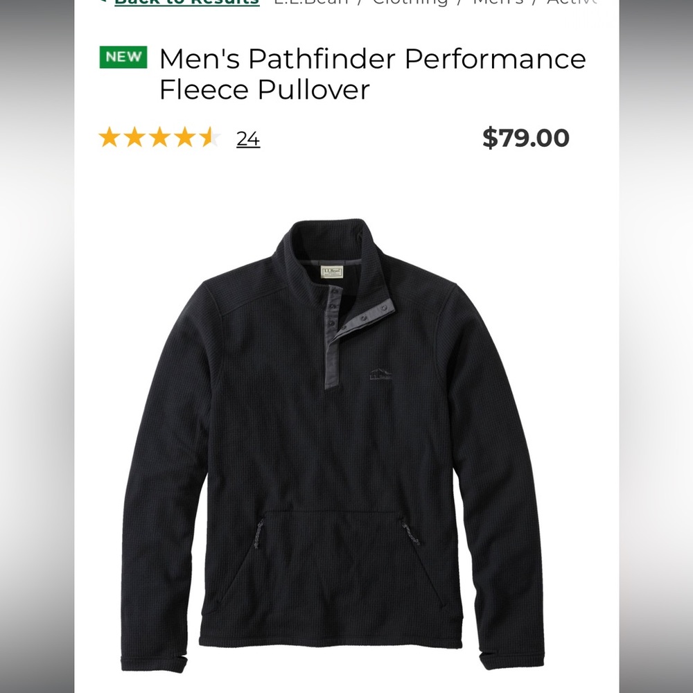 L.L. Bean Men's Pathfinder Performance Fleece Pullover